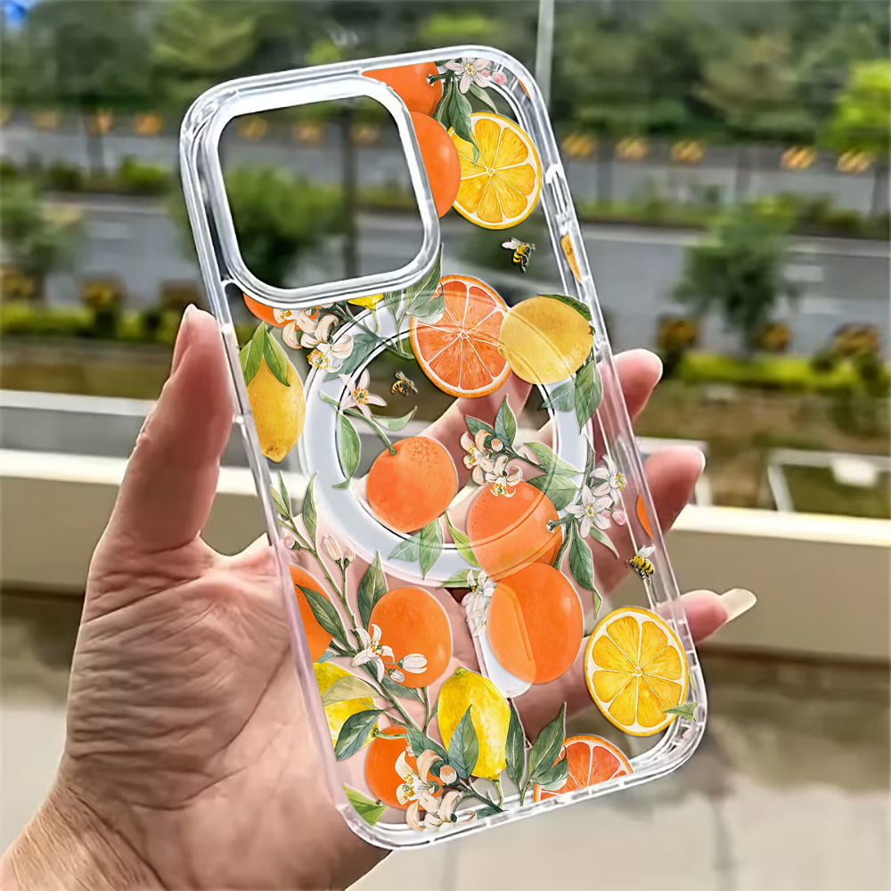 Wireless Charger - غطاء هاتف صيفي بتصميم الليمون لأجهزة
